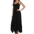 thumbnail image 4 of Sakkas Rayon Embroidered Stonewashed Adjustable Spaghetti Straps Long Dress - Black - S/M, 4 of 6