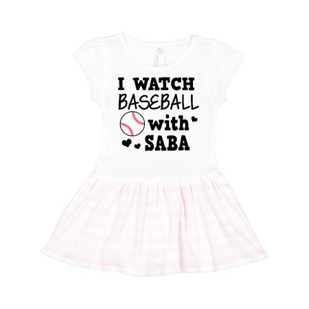 

Inktastic I Watch Baseball with My Saba Gift Toddler Girl Dress