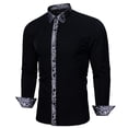 thumbnail image 4 of Camisa de vestir Barry.Wang negra para hombre de manga larga de negocios, 4 of 5