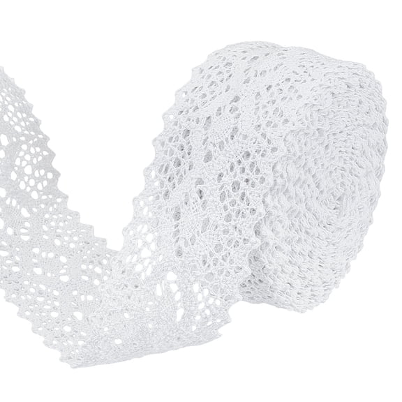 12 Yards White Lace Ribbon 2-1/2 Inch Wide Crochet Cotton Lace for Crafts Gift Wrapping Wedding Decoration Scrapbooking