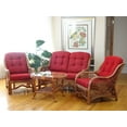 thumbnail image 4 of Malibu Lounge Loveseat Sofa ECO Natural Rattan Wicker Handmade Design w/Burgundy Cushions, Colonial, 4 of 4