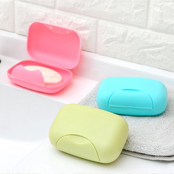 FELTECHELECTR 4Pcs Modern Soap Dish Plastic Waterproof Soap Container for Travel Portable Bathroom Use