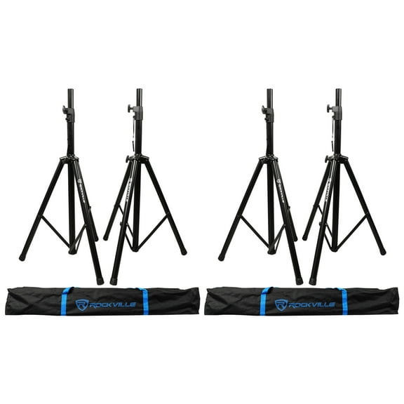 (2) Pairs Rockville Tripod DJ PA Speaker Stands Carrying Cases Black RVSS2