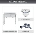 thumbnail image 2 of Wilprep 2 Compartments Commercial Sink w Backsplash Heavy Duty Water Basins  Freestanding Utility & Prep Washing Equipment 37.4"H, 2 of 11