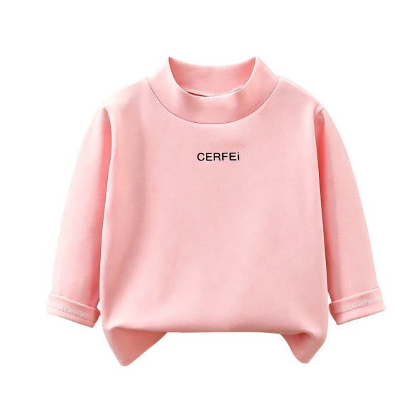 Fesfesfes Girls Long Sleeve Thermal Top Crew Neck Base Layer Shirt, Soft Stretch Lined Casual Tee for Kids School Daily Wear Ages 6 Months-12 Years