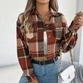 thumbnail image 6 of Women Plaid Cropped Shacket Jacket Fashion Button Down Shirt 2025 Fall Coat Tops Dressy Causal, 6 of 8