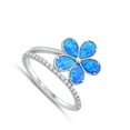thumbnail image 4 of CHOOSE YOUR COLOR White CZ Blue Simulated Opal Flower Ring .925 Sterling Silver Band Female Size 9, 4 of 4