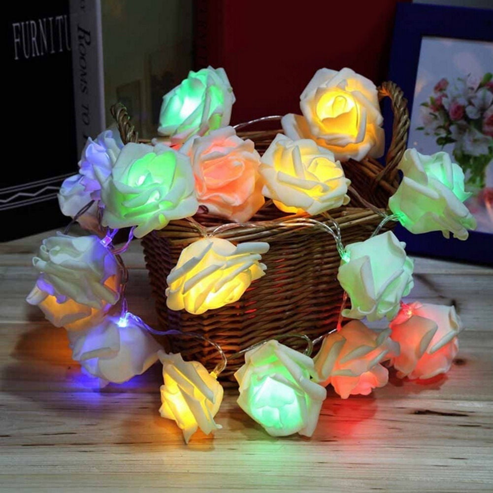 20 LED String Lights Rose Flower Fairy Wedding Garden Party Christmas Decor Xmas 