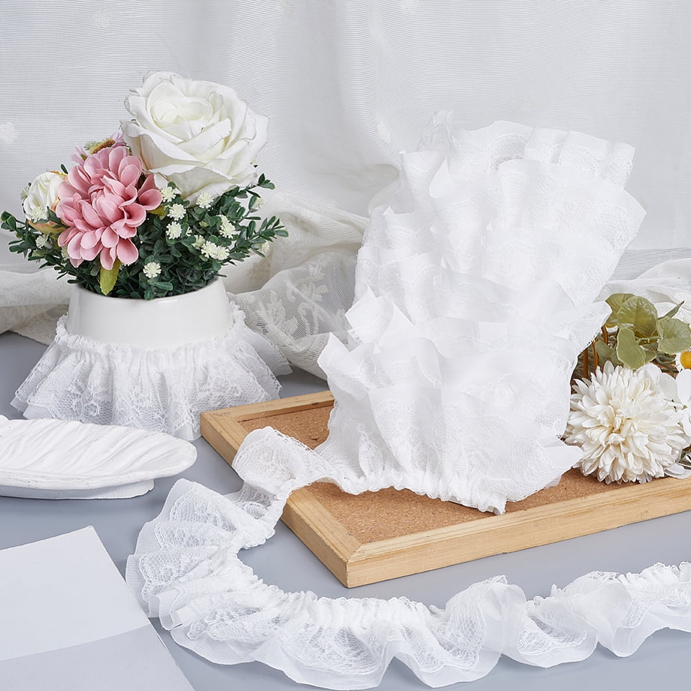 10 Yards Polyester Lace Ribbon Garment Accessories White 2-3/8 inch(60mm)