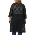 thumbnail image 3 of Agnes Orinda Women's Plus Size Cardigans Lace Lightweight Knit 3/4 Sleeves Cover Up Cardigans 5X Dark Black, 3 of 6