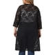 thumbnail image 3 of Cárdigans de mujer plus size Agnes Orinda, de encaje, ligeros, con mangas 3/4, cárdigans de cobertura 2X en negro oscuro, 3 of 6