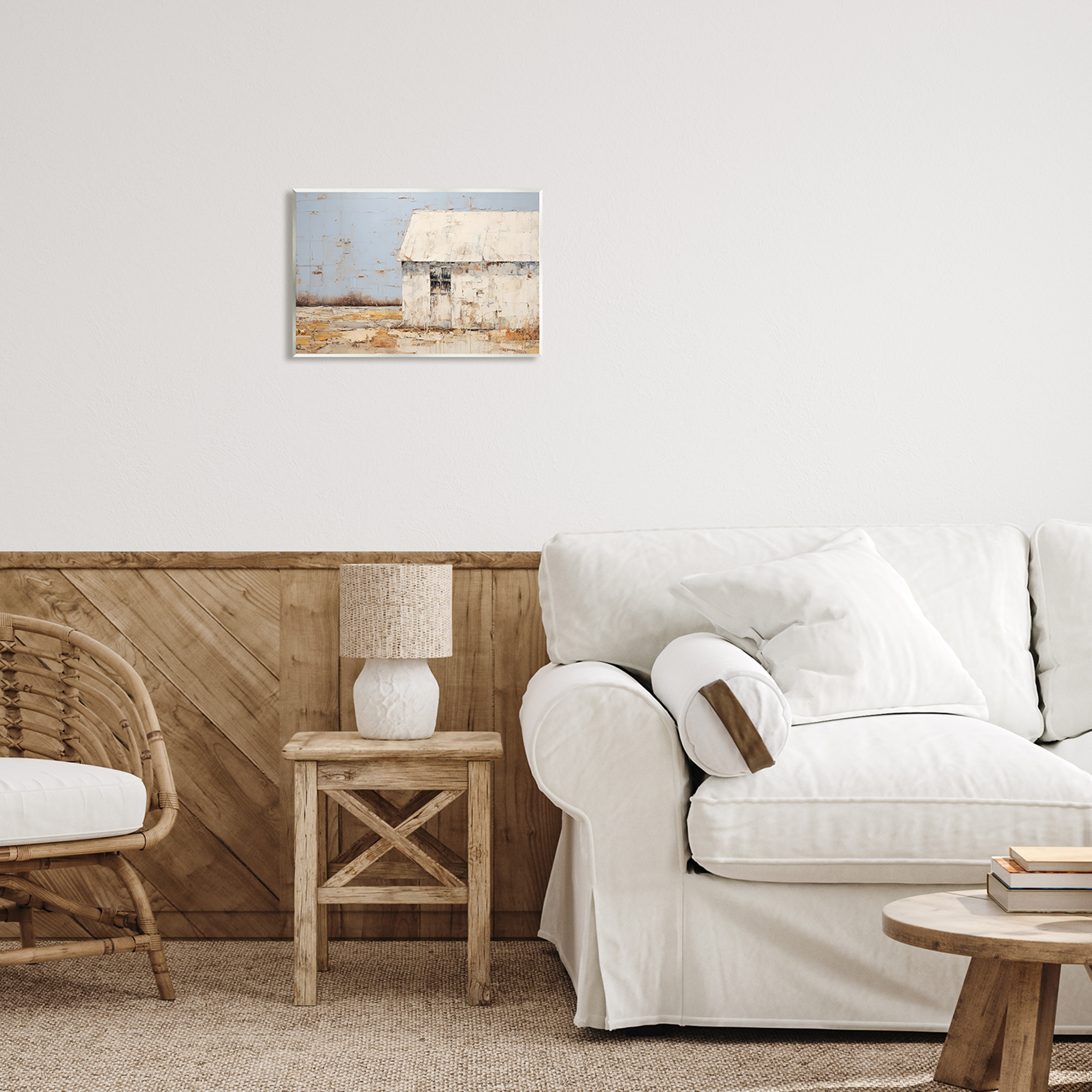 Stupell Industries Rustic White Barn Abstract Painting Unframed Art Print Wall Art, 15 x 10