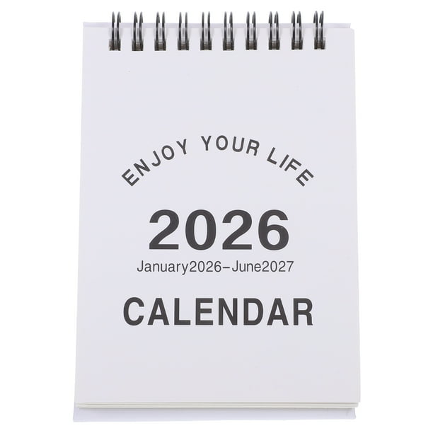 Mini Calendario de Escritorio 2026: Agenda Mensual Compacta de Escritorio con Puertas Abatibles 2026 - para Organizar el Hogar, la Escuela y la Oficina (Blanco)