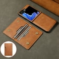 thumbnail image 6 of For Samsung Galaxy Z Flip 7 Wallet Phone Case,2-in-1 Magnetic Detachable Card Holder,Compatible with Mag-Safe,With Card Slots,Kickstand,PU Leather Anti-Drop Shockproof Phone Case,Brown, 6 of 7