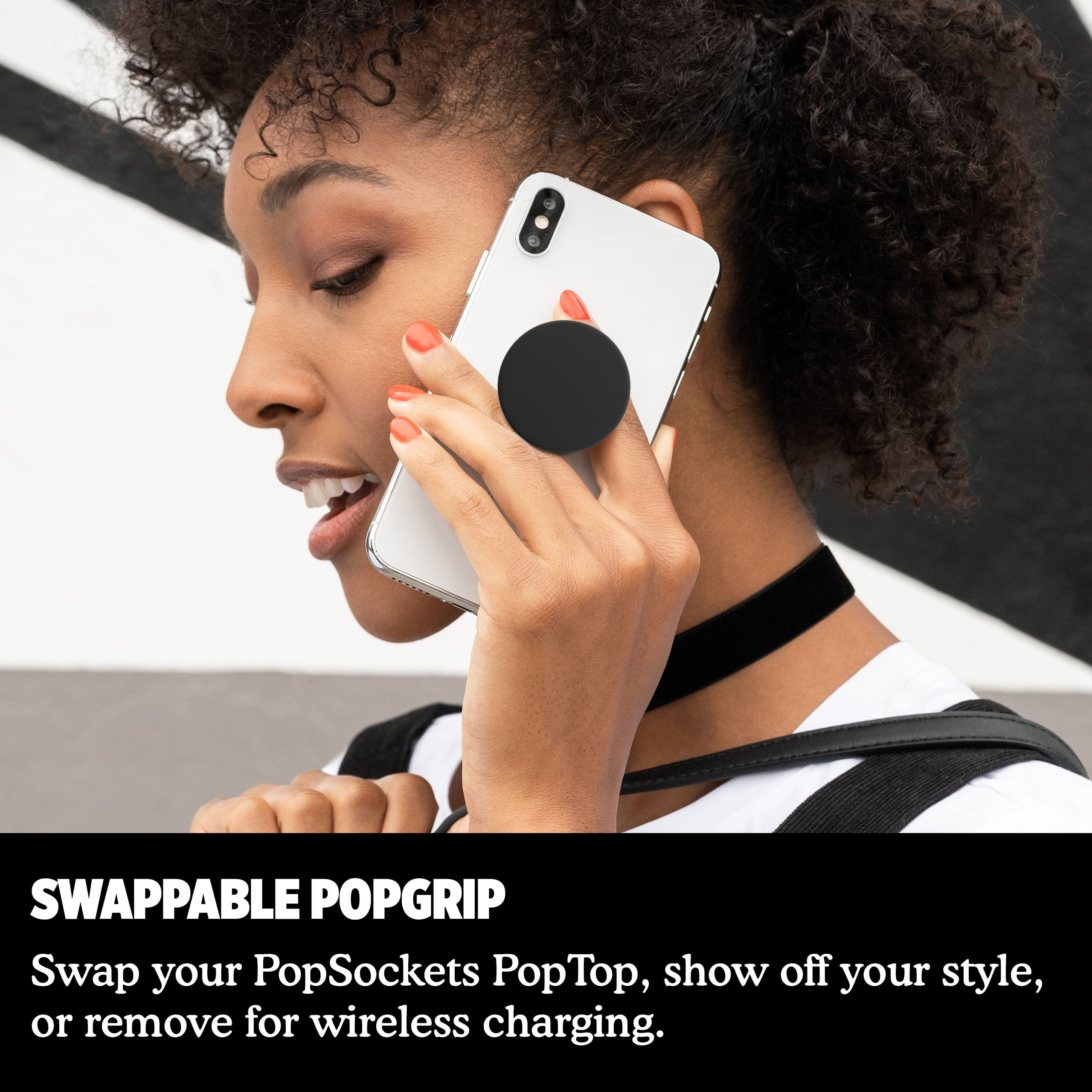 PopSockets: PopGrip Basic Top Non Interchangeable - Midnight Palms Support et Grip pour Smartphone et Tablette 