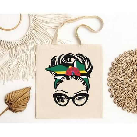 vintage Dominica Tote Bag  Dominica Flag T-Bag  Head Scarf   Hair Wrap   Dominica Vacay   Dominica Souvenir  Dominica Rivers  soft-style t-Bag-TH11103