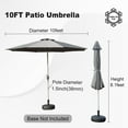 thumbnail image 2 of TOTAL 10FT Patio Umbrella Outdoor Market Umbrella with Silver Aluminum Pole, UV Resistant Canopy, Wind Vent, Tilt & Crank System, Perfect for Patio, Garden, Deck, Pool, Outdoor Dining, Gray, 2 of 7