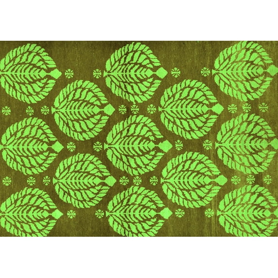 Ahgly Company Indoor Rectangle Abstract Green Modern Area Rugs, 8' x 10'