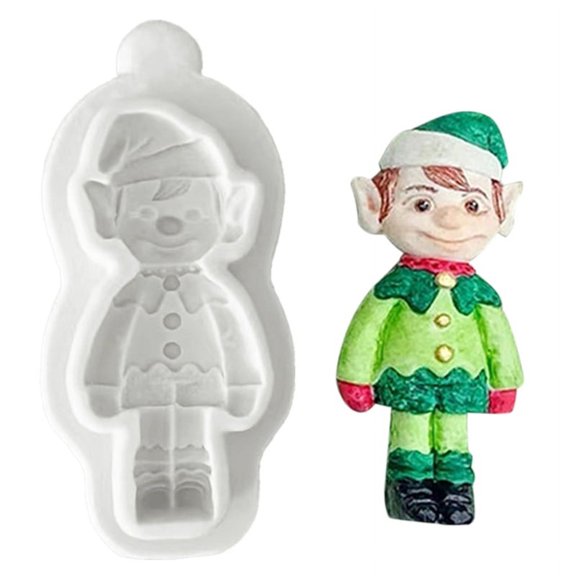 3D Christmas Santa Elk Bear Elf Boy Silicone Mold Fondant Mould Cake Pastry Baking Tools Ornament Handmade Soap Mold