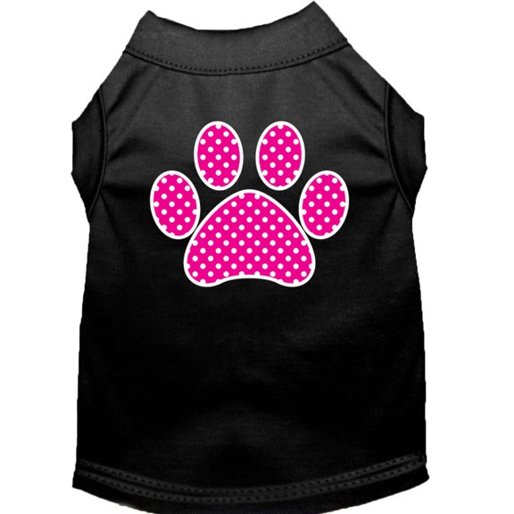 Pet Dog  Cat Shirt Screen Printed, "Pink Swiss Dot Paw"