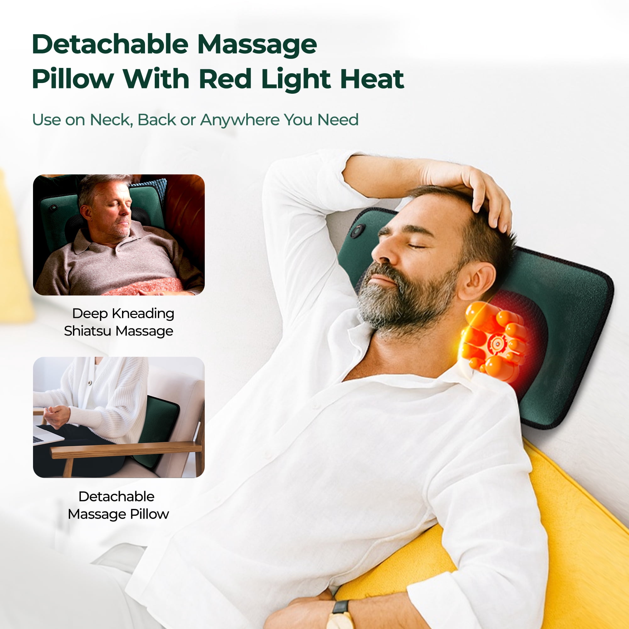 Himouta Full Body Massage Mat with Heat, Back Massager with 10 Vibration Motors, 2 Heating Pads, Massage Chair Pad for Neck, Back, Waist, Legs