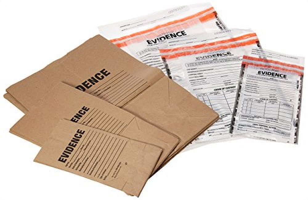 Crime Scene Paper Evidence Bags - Large Size 12"x7"x17", 100 Pack