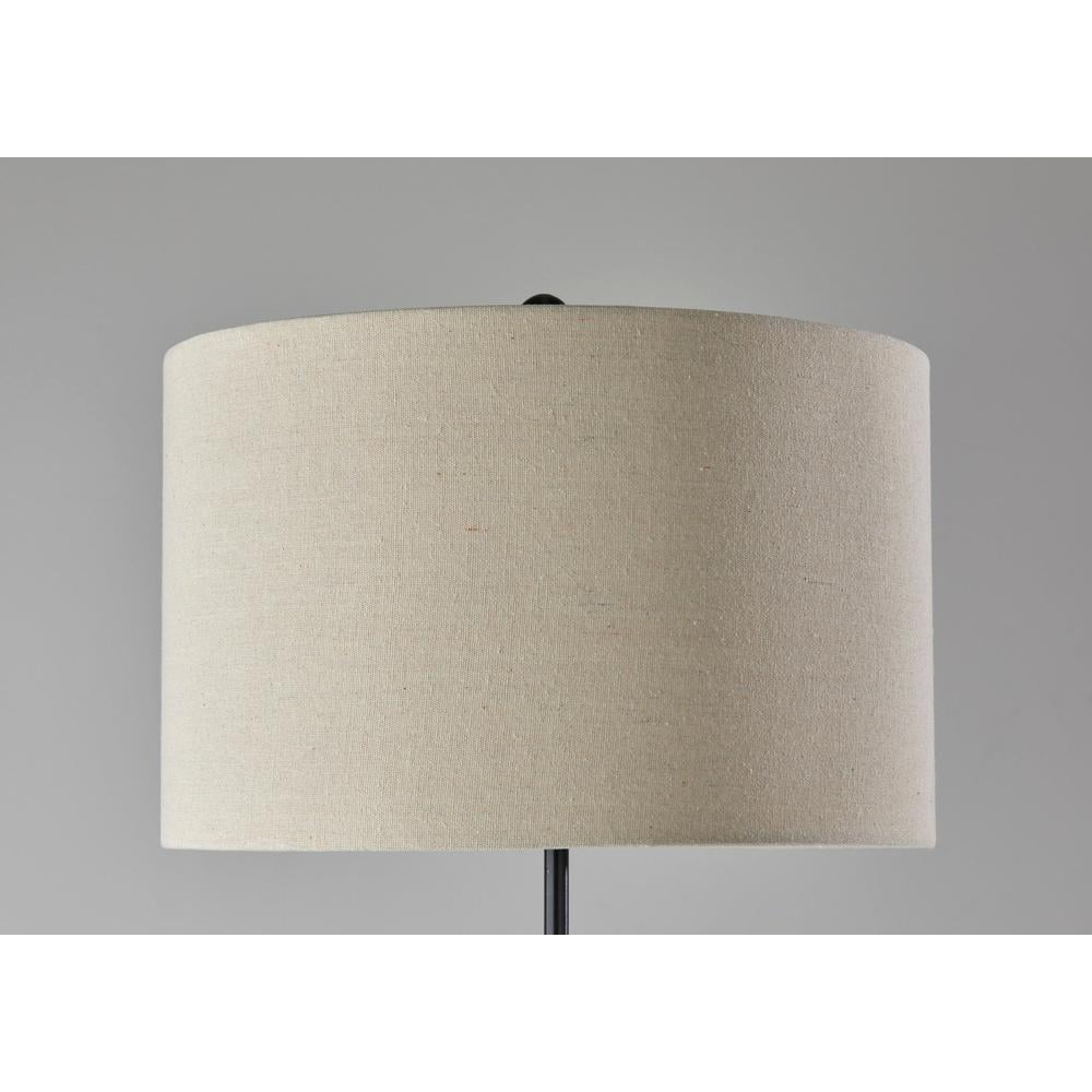 Adesso Barton Floor Lamp Antique Bronze Oatmeal Linen