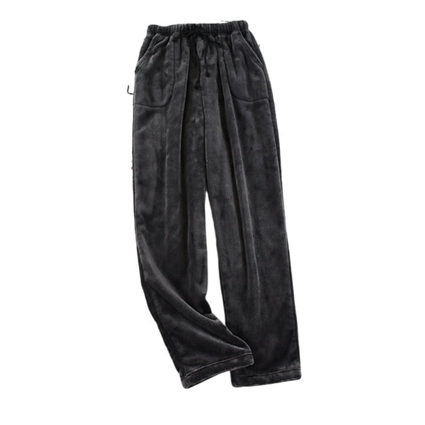 MAWCLOS Women Pajama Pants Elastic Waist Sleepwear Fuzzy Fleece Pj Bottoms  Loose Sleep Lounge Pant Carbon -gray Straight XL