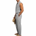 thumbnail image 3 of StSilkitty Men's 2 Piece Sets Sleeveless Button down Collared Shirts and Pants Outfits Solid Color Lightweight Comfy Set, 3 of 8