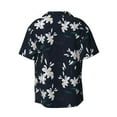 thumbnail image 2 of Xecao offers the Lilies Flowers for Men's Casual Short-sleeved Shirt, a button-up collared shirt with a pocket, perfect for beach vacations and yacht travel in the 4X-Large size., 2 of 7