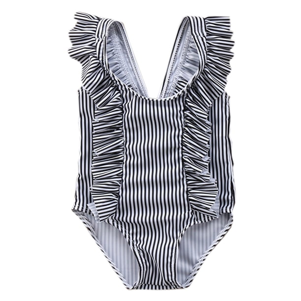 Stylesilove Stylesilove Baby Girl Ruffle Striped Swimsuit One Piece 70 3 6 Months Black Walmart Com Walmart Com