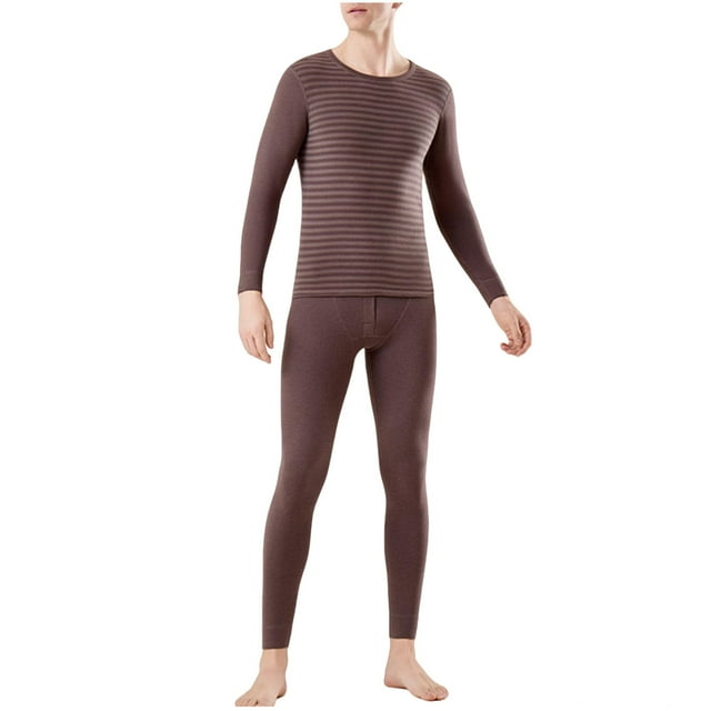 Ensemble Thermique Décontracté pour Hommes avec Manches Longues et Col Rond