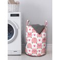 thumbnail image 3 of Cartoon Laundry Bag, Animals Theme Pattern of Childish Pigs Along Heart Shapes on Plain Background, Hamper Basket with Handles Drawstring Closure for Laundromats, 13" x 19", Multicolor, by Ambesonne, 3 of 4