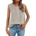 thumbnail image 2 of WTXUE Tank Tops Womens Tank Tops Loose Fit Women'S Fashionable Casual Solid Color Pleated Cotton And Linen Top Sleeveless Shirt And Vest Flowy Tank Tops Sleeveless Tank Tops Tunic Tops Beige L, 2 of 9