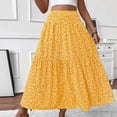 thumbnail image 5 of larppty Women's Summer Boho Skirt - High-Waist Ruffled Layered Floral Maxi Dress with Elastic Waist（Yellow， XL）, 5 of 9