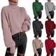 thumbnail image 2 of Suéter de cuello alto suelto de punto de manga larga con hombros descubiertos a la moda de otoño e invierno para mujer, 2 of 6