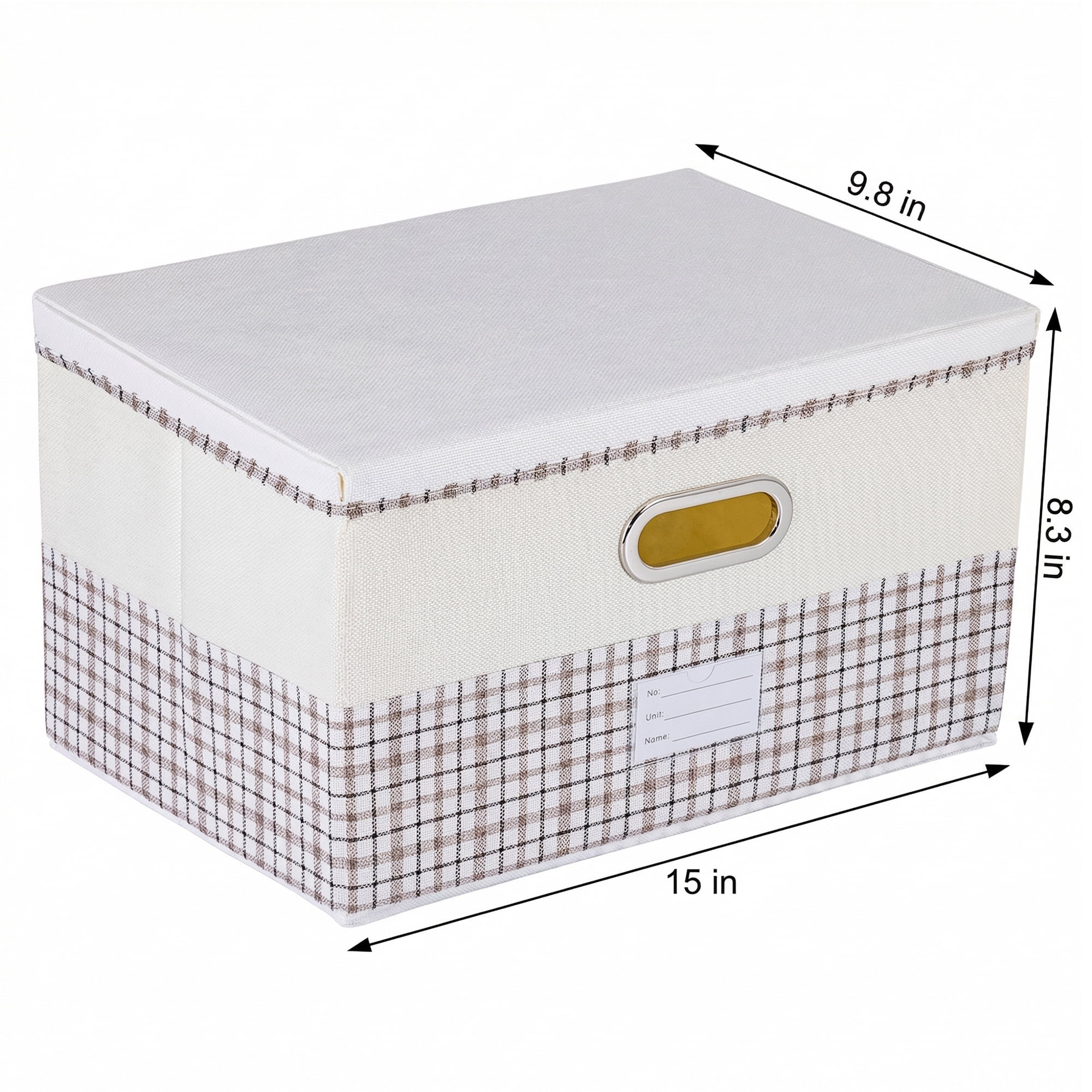 Unique Bargains Storage Cube Fabric Storage Bin with Handles Beige 15*9.8*8.3in
