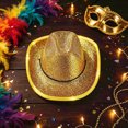 thumbnail image 2 of NOLDARES Halloween Sparkly Kids Cowboy Hat Boys Girls Western Glitter Cowgirl Party Hats(Gold,9-15 Y), 2 of 5