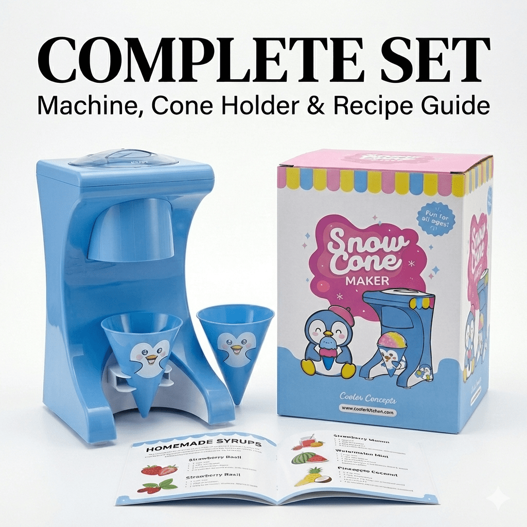 Penguin Electric Snow Cone Machine for Kids and Home, Countertop Shaved Ice Maker, Uses Regular Ice Cubes, Makes Slushies