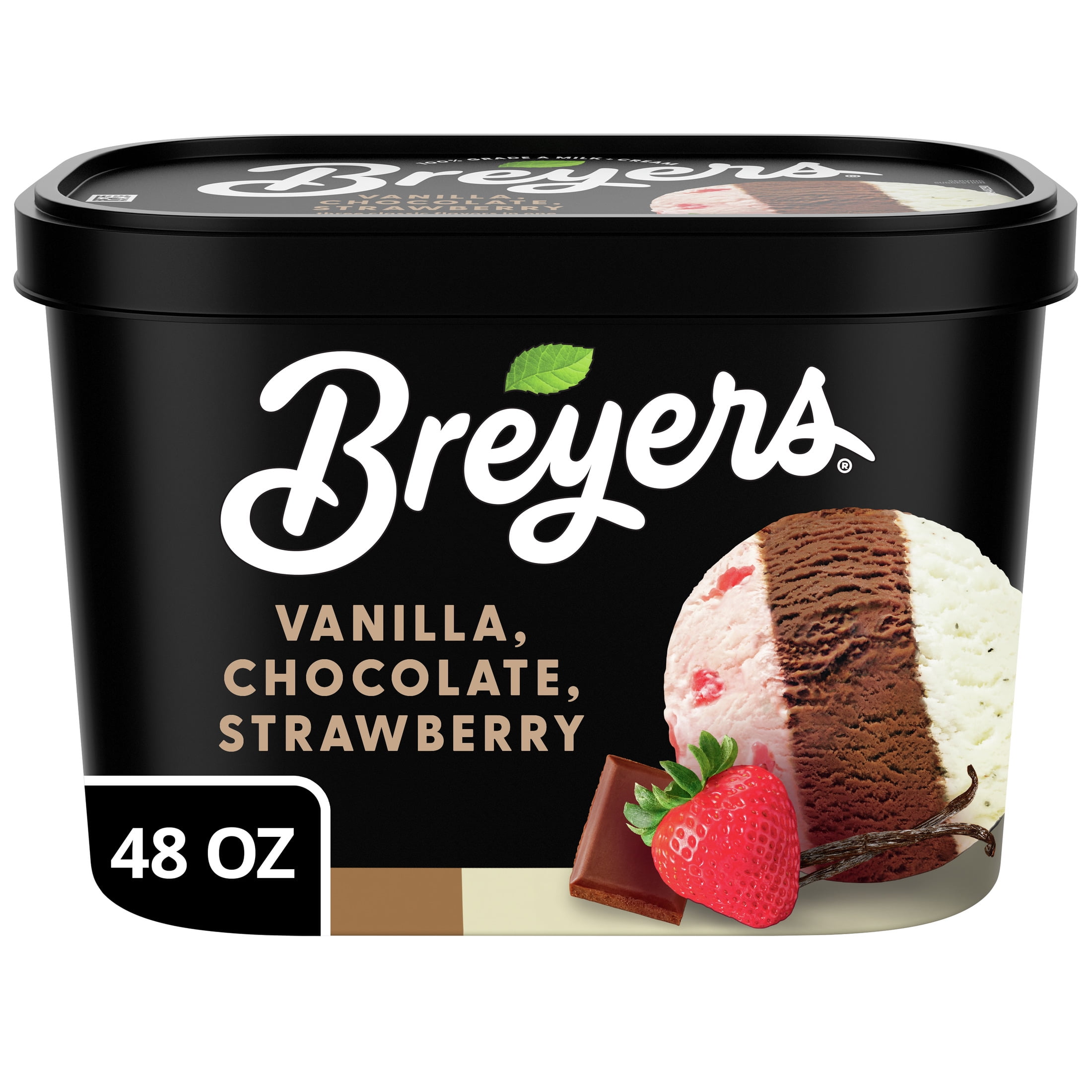 Breyers Vanilla, Chocolate, Strawberry Ice Cream Frozen Desserts, 1.5 Qt