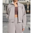 thumbnail image 6 of Women'S Long Sleeve Lapel Sports Jacket with Zipper Autumn and Winter Loose Outdoor Yoga Jacket Gray XL, 6 of 7