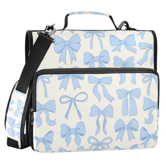 ALAZA Zipper Binder Blue Bows 2 in 3 Ring Trapper Keeper 500 Sheet Capacity File Folder Organizer Bag
