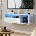 thumbnail image 1 of Soges Meuble Télé Flottant avec DEL, Meuble Télé Mural avec 20 Lumières DEL de Couleur, Centre de Divertissement Flottant avec Rangement, Blanc Moderne, 40 Pouces, 1 of 10