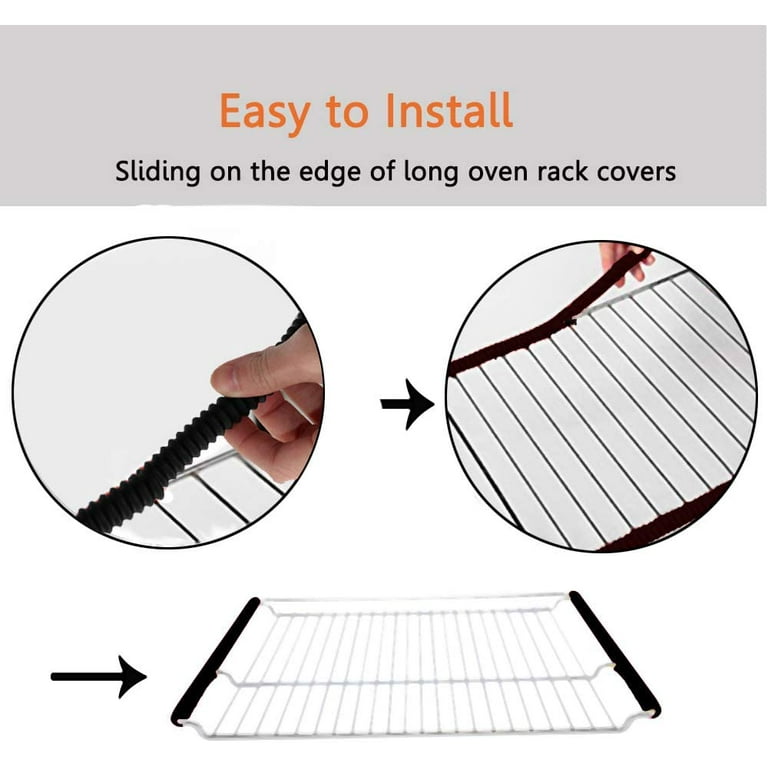 Oven Rack Shields, 14 Long (4-Pack) - Heat Resistant Oven Rack Protectors  - Prevents Hand and Arm Burns from Oven Grills, Lab-Tested Food Grade