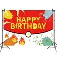 thumbnail image 3 of 5 × 3 Foot Cartoon Monster Game Birthday Background Magical Red and White Photography Background Children's Party Supplies Happy Birthday Party Decorations, 3 of 5