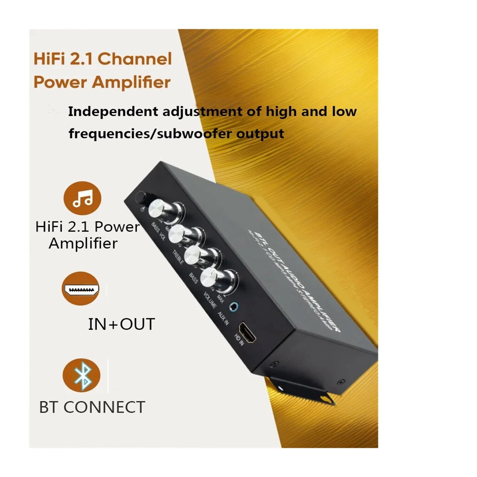 Power Amplifier 80Wx2 Subwoofer HI-FI 2.1CH Amplifier Stereo Bass Sound Bass MP3 Car Power Amp ,Bass & Treble Control