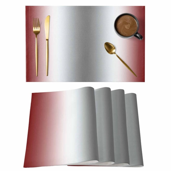 Red Grey Placemats Set of 4 Gray Farmhouse Modern Rustic Place Mats Indoor Wipeable Table Mats Washable Cloth Dining Table Placemats for Kitchen Holiday Party Home Decor 13x19 Inch