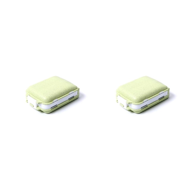 kurtrusly Pill Box Container Weekly Tablet Organizer Storage Case Divider Hiking Camping Indoor Outdoor Health Care Dispenser straw green 2Set