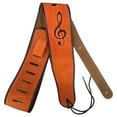 thumbnail image 6 of Tan Quality Wide Double Padded Suede Music Notes Leather Guitar Bass Strap, 6 of 14