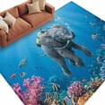 thumbnail image 2 of Funny Elephants Diving Washable Living Room Rugs 5'x8', Seafloor Corals Fish Oceans Modern Low Pile Throw Large Area Rug Non-Slip Sturdy Edge Binding Carpet for Living Room Kitchen Office, 2 of 9